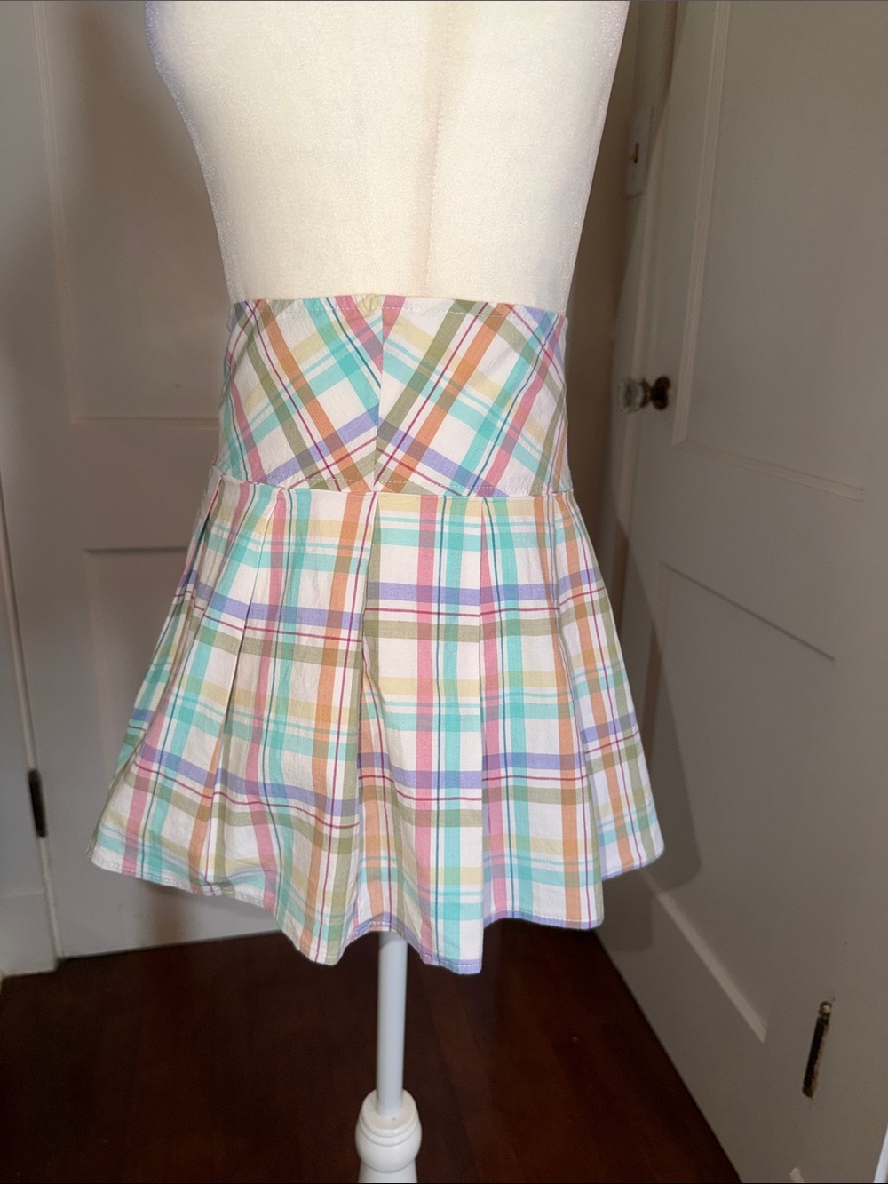 Juniors Necessary Objects Pastel Plaid Pleated Mini Skirt Vintage Millennial - Picture 5 of 6